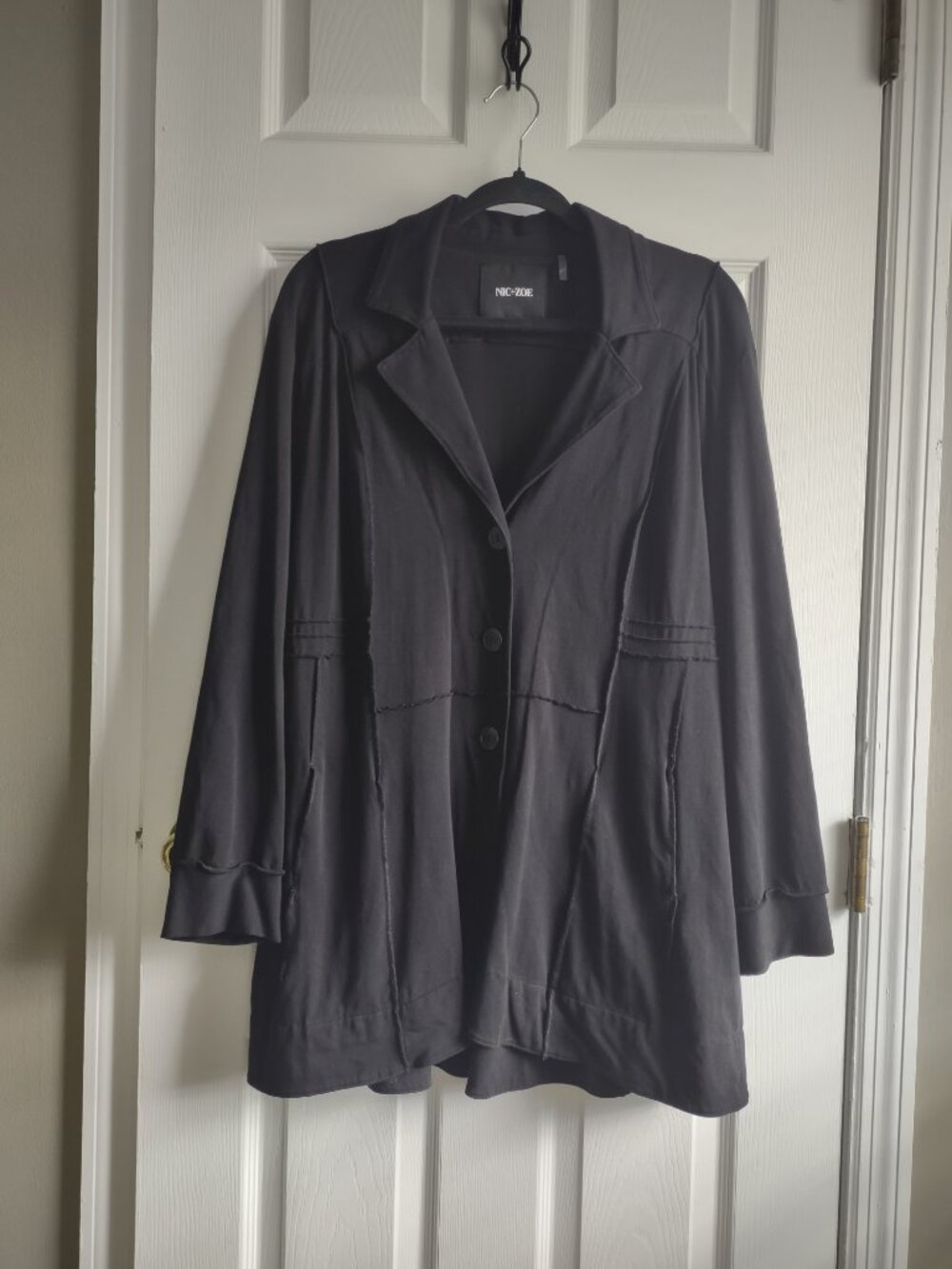 Nic+Zoe 3 button riding jacket - lightweight cotton stretch blazer plus size 2X - Picture 3 of 11